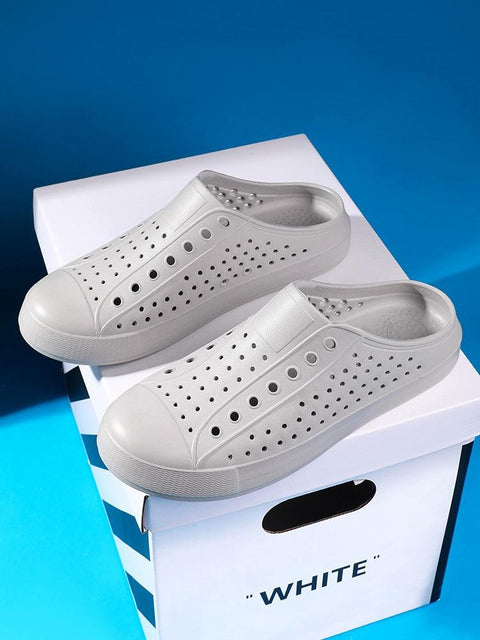 Summer Casual Sandals Men's and Women's Breathable Closed Toe Hole Shoes Cut Out Bird's Nest Slippers Female Nurse Solid White Shoes Men's - ElitShop