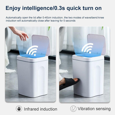 12-16L Smart Trash Can Automatic Sensor Dustbin Electric Waste Bin Waterproof Wastebasket For Kitchen Bathroom Recycling Trash - ElitShop
