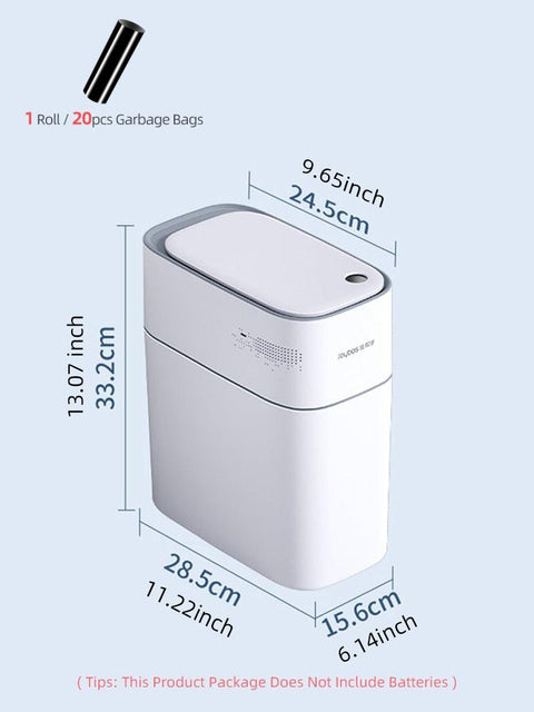 14l Smart Bathroom Trash Can Automatic Bagging Electronic Trash Can White Touchless Narrow Smart Sensor Garbage Bin Smart Home - ElitShop