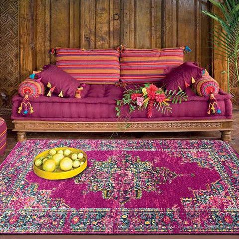Wishstar Persian Ethnic Style Carpet Purple For Living Room Vintage Carpet Girl Bedroom Bohemia Geometric Rug Mat Hallway - ElitShop