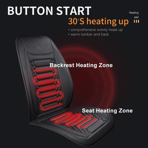 Car Heated Seat Cover 12/24V 30‘ Fast Heating Seat Cushion Universal Car Seat Heater Durable Cloth Thicken Car Heating Pad - ElitShop