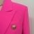 HIGH STREET 2022 Stylish Designer Blazer Women&#39;s Classic Double Breasted Metal Buttons Slim Fitting Blazer Jacket Hot Pink