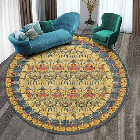 Ethnic printing style round carpet mats hotel mats living room bedroom coffee table carpet mats hanging basket mats - ElitShop