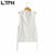 LTPH streetwear casual women blazer vest solid single button sleeveless cardigan outwear Lace up split suit coat 2021 autumn new