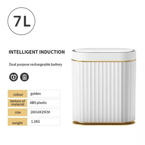 NEW2023 7L Smart Sensor Trash Bin Kitchen Home Automatic Trash Can for Bedroom Bathroom HouseholdToilet Waterproof Garbage Bin W - ElitShop