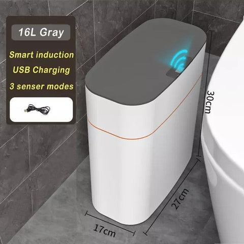 NEW2023 13/16L Smart with Lid Garbage Bin High-tech Induction Storage Bucket Bathroom Deodorant Waterproof Trash Can Household T - ElitShop