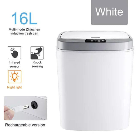 NEW2023 Smart Trash Can With Lid Automatic Sensor Toilet Bin Bathroom Waste Garbage Bin With Led Light 9/16L Induction Trash Can - ElitShop