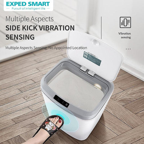 9-16L Smart Sensor Trash Can Infrared Kick Electric Open Large Capacity with Lid Water Proof for Kitchen Bathroom Trash Can - ElitShop