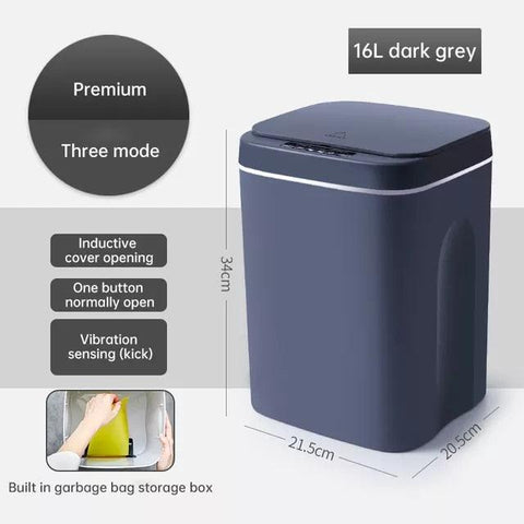 NEW2023 Three Modes Automatic Infrared Sensor Smart Trash Can Kitchen Bathroom Wastebasket Induction Waterproof Dustbin with Lid - ElitShop
