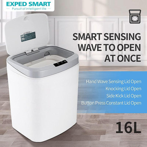 9-16L Smart Sensor Trash Can Infrared Kick Electric Open Large Capacity with Lid Water Proof for Kitchen Bathroom Trash Can - ElitShop