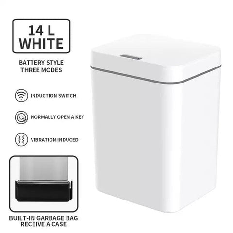 NEW IN 14L Smart Sensor Trash Can Automatic Household Trash Bin Bathroom Storage Bucket Toilet Waterproof Plastic Bucket With Li - ElitShop