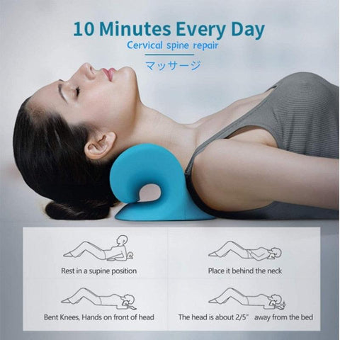 Neck Massage Pillow Neck Shoulder Cervical Chiropractic Traction Device Massage Pillow for Pain Relief Body Neck Massager - ElitShop