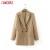 Tangada Women Khaki Blazer Coat Vintage Notched Collar Pocket 2022 Fashion Female Casual Chic Tops DA02