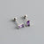 WANTME 925 Sterling Silver Colorful Square Shiny Zircon Beads Piercing Stud Earrings for Women Fashion Gothic Exquisite Jewelry