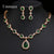 Emmaya New Arrival Rose Gold Green Waterdrop Appearance Zirconia Charming Costume Accessories Earrings And Necklace Jewelry Sets