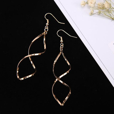 Fashion Simple Spiral Drop Earrings For Women Long Curved Wave Dangle Earrings Statement Wedding Party Jewelry Wholesale - ElitShop
