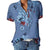 Elegant women&#39;s shirt printing large size casual shirt fashion V-neck short-sleeved shirt blouse