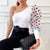 hirigin New Women One Shoulder Blouse Sexy Dots Puff Sleeve Shirts Spring Summer Office Lady Skew Collar Tops Slim Blouse