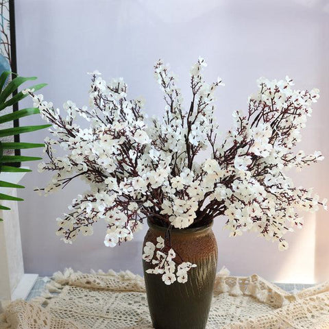 White Artificial Flowers Cherry Blossoms Gypsophila Fake Plants DIY Wedding Bouquet Vases for Home Decor Faux Christmas Branch - ElitShop