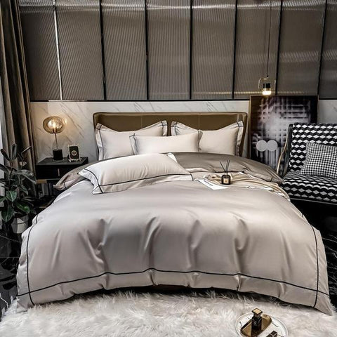 White Gray Egyptian Cotton Hotel Duvet Cover set 600TC Long Staple Silky Soft and Easy Case Bedding Set Bed Sheet Pillowcases - ElitShop
