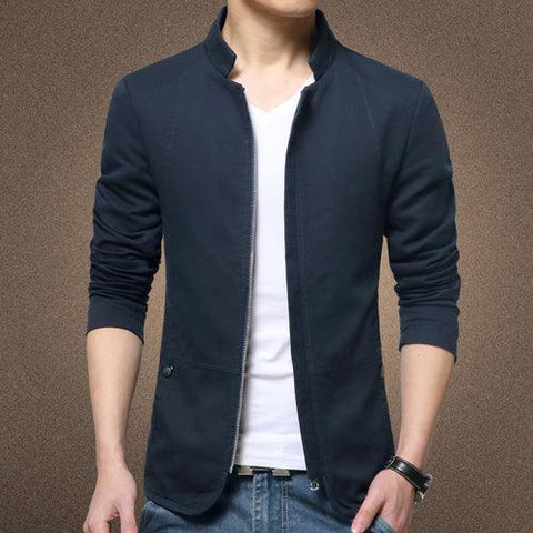 Mens Jacket Fashion Standing Collar Jacket Coats Men Slim Fit Business Casual Male Jackets Men Clothing Plus Size M-5XL Solid - ElitShop