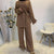 Women Muslim Nida Matching Set Long Sleeve Loose Long Top Tunic + Long Wide Leg Pants Solid Color Turkey Modest 2pcs Pants Sets