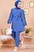 Ruffle Detailed Sleeve  Two Piece Sets Tops and Pants Women Turkey Muslim Abaya Split Abaya Dresses Ramadan Moroccan Kaftan