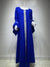 AB027 Women&#39;s Long Dress Abaya Malay Orang Melayu Clothing Muslim Kebaya Embroidery Jalabiya Butterfly Sleeves Blue White Robe
