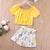 Kids Set Children&#39;s Clothes Suit Summer Flower Print Set Top+Denim Skirt 2Pcs Toddler Children Outfits Clothing Sets