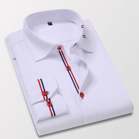 Quality Men&#39;s Long Sleeve Oxford Striped Casual Shirt Front Patch Regular-fit Button down Collar Thick Work Shirts - ElitShop