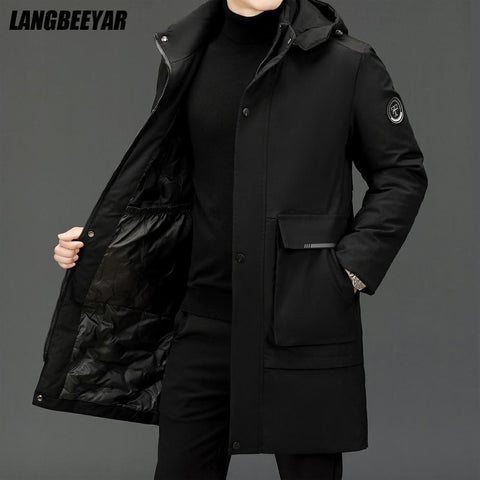 Top Grade Winter Designer Brand Long Casual Fashion Parka Jacket Men Windbreaker Outerwear Thicken Heavy Coats Clothes Men - ElitShop