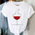T-shirts Women Cartoon Wine Funny Fashion Clothing Spring Summer Clothes Graphic Tshirt Top Lady Print Female Tee T-Shirt