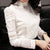 Workwear White shirt long-sleeved Hollow out plus size Chiffon blouse Lady Slim Women lace Tops OL blusas S-5XL