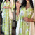 Fancy Summer Green Floral Abaya Turbans For Women Hijab Scarf Muslim 2 Piece Set Veiled Female Arabic Kaftan Dubai Robe Dress