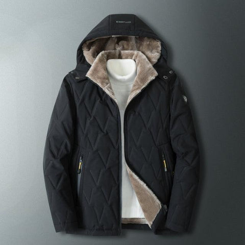 Thick Fleece Hooded Parkas Jacket Men 2021 Winter New High Quality Waterproof Coat Fashion Casual Winter Wool Liner Parkas Male - ElitShop