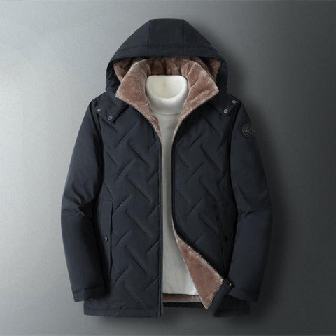 Thick Fleece Hooded Parkas Jacket Men 2021 Winter New High Quality Waterproof Coat Fashion Casual Winter Wool Liner Parkas Male - ElitShop