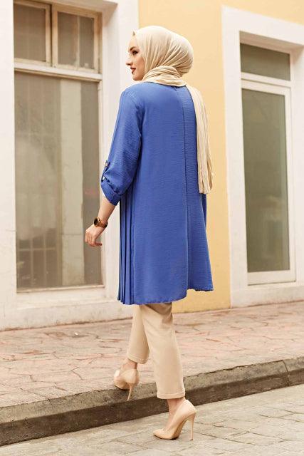 Pleated Tunic Gray Women Long Sleeve Plus Size Tops Abaya Dubai Vintage Blouse Plaid Warm Shirt Clothes Lady 2022 New Fashion - ElitShop