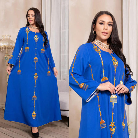 Spring New Arrival Dubai Dress Abayas For Women Islamic Women&#39;s Clothing Muslim Fashion World Apparel Robe Long Blue Embroidery - ElitShop