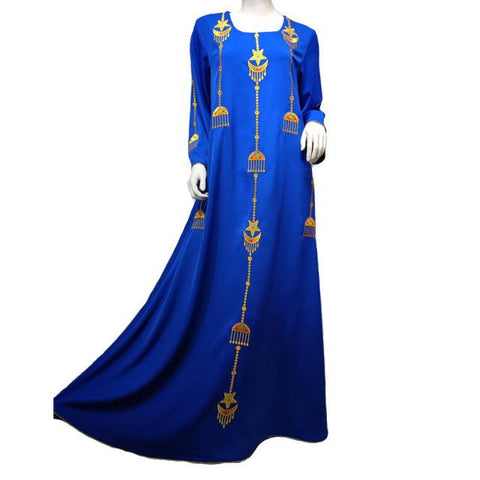 Spring New Arrival Dubai Dress Abayas For Women Islamic Women&#39;s Clothing Muslim Fashion World Apparel Robe Long Blue Embroidery - ElitShop