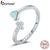 bamoer Love cross Opal Heart Faith Hope Love Open Adjustable Finger Rings for Women 925 Sterling Silver Simple Jewelry BSR171