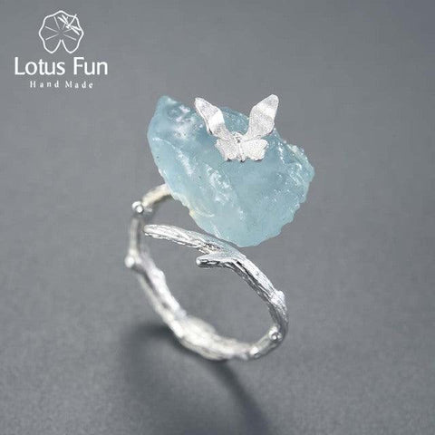 Lotus Fun Gemstones Vintage Adjustable Female Butterfly Rings for Women original 925 Sterling Silver Luxury Jewelry 2022 Trend - ElitShop