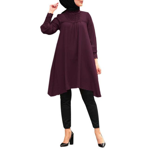 Casual Loose Blusas Female High Low Tunic Blouse Kaftan Solid Tops Women&#39;s Autumn Blouses ZANZEA 2022 Dubai Chemise Oversized - ElitShop