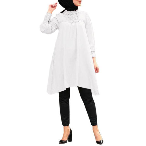 Casual Loose Blusas Female High Low Tunic Blouse Kaftan Solid Tops Women&#39;s Autumn Blouses ZANZEA 2022 Dubai Chemise Oversized - ElitShop