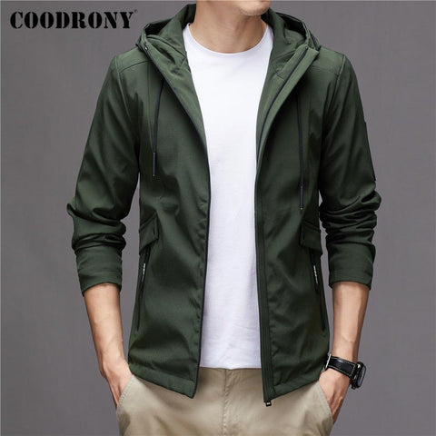 COODRONY Brand Jackets Men Clothing Spring Autumn New Arrival Classic Soft Solid Color Hooded Zipper Windbreaker Outcoats Z8076 - ElitShop