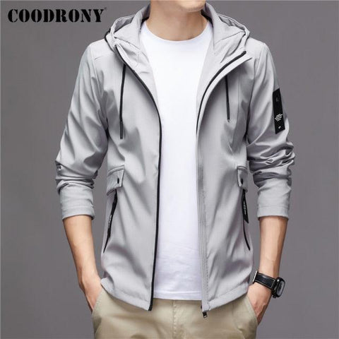 COODRONY Brand Jackets Men Clothing Spring Autumn New Arrival Classic Soft Solid Color Hooded Zipper Windbreaker Outcoats Z8076 - ElitShop