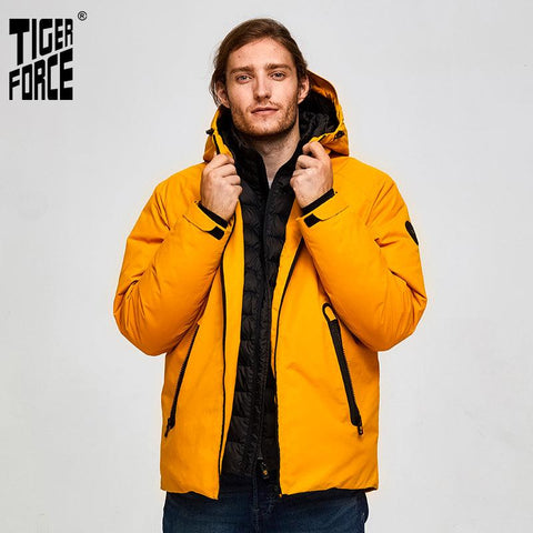 Tiger Force Oversize Men Winter Jacket Ski Sport Jacket For Men Waterproof Snow jacket Fake Two Hooded Jacket Male Thicken Coat - ElitShop