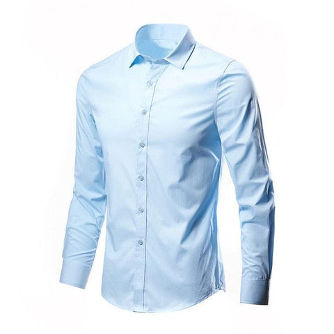 Men&#39;s White Shirt Long-sleeved Non-iron Business Professional Work Collared Clothing Casual Suit Button Tops Plus Size S-5XL - ElitShop