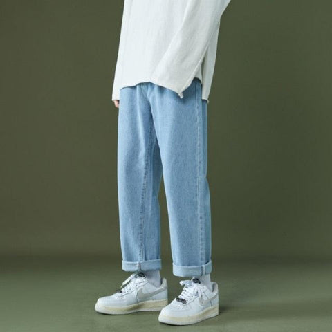Single Road Mens Wide Leg Jeans Men 2022 Baggy Straight Denim Pants Hip Hop Japanese Streetwear Korean Trousers Jeans For Men - ElitShop