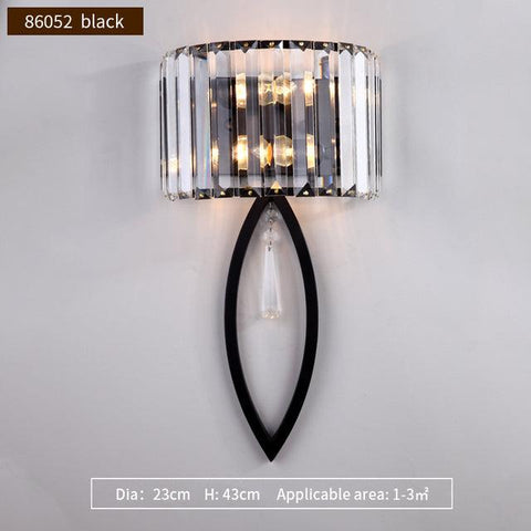 JMZM Modern Crystal Wall Light LED Black Sconce Lamp Indoor Creative Bedside Stair Wall Light For Living Dining Room Restroom - ElitShop
