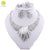New Exquisite Dubai Silver Plated Jewelry Set Nigerian Wedding Woman Accessories Jewelry Set African Beads Jewelry Set